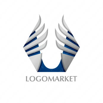 六角形と翼と羽根のロゴ