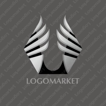 六角形と翼と羽根のロゴ