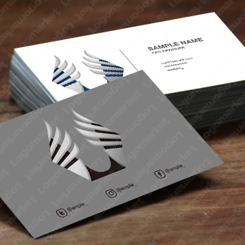 六角形と翼と羽根のロゴ