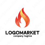 火と焚き火と自然のロゴ