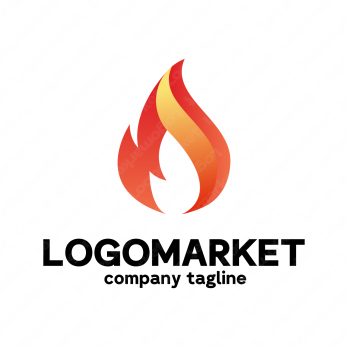 火と焚き火と自然のロゴ