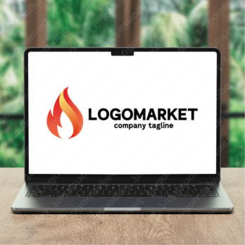 火と焚き火と自然のロゴ