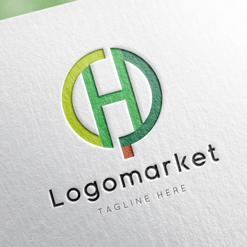 Hとhと木のロゴ