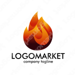 火と焚き火と自然のロゴ