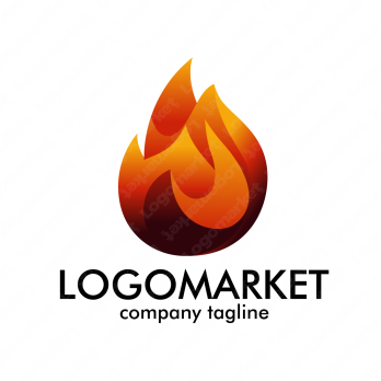 火と焚き火と自然のロゴ
