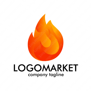 火と焚き火と自然のロゴ