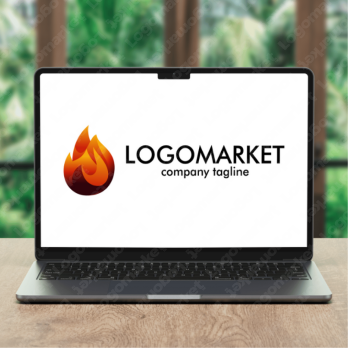 火と焚き火と自然のロゴ