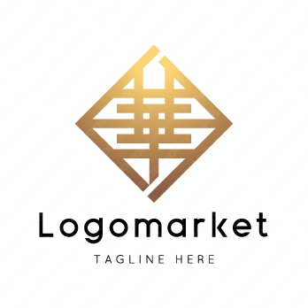 華と家紋と文字紋のロゴ