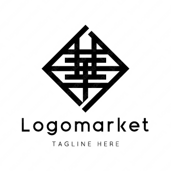 華と家紋と文字紋のロゴ