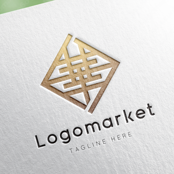 華と家紋と文字紋のロゴ