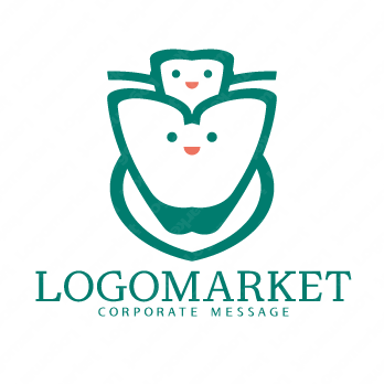 歯とクリニックとキャラクターのロゴ