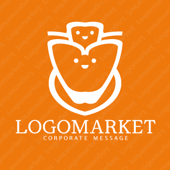 歯とクリニックとキャラクターのロゴ