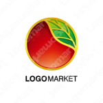 リンゴとリングと果物のロゴ