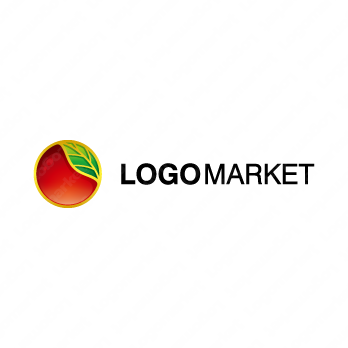 リンゴとリングと果物のロゴ