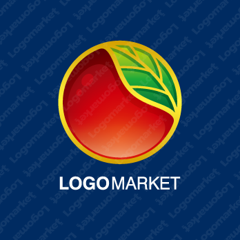 リンゴとリングと果物のロゴ
