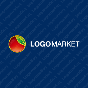 リンゴとリングと果物のロゴ