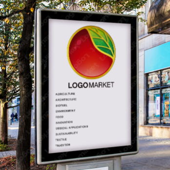 リンゴとリングと果物のロゴ