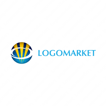 リングと上昇と輝きのロゴ