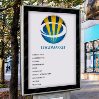 リングと上昇と輝きのロゴ