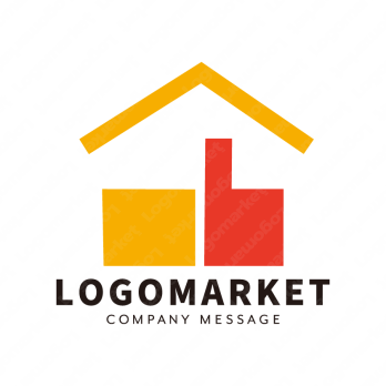 グッドマークと家とシンプルのロゴ