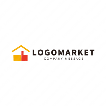 グッドマークと家とシンプルのロゴ