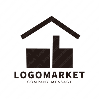 グッドマークと家とシンプルのロゴ