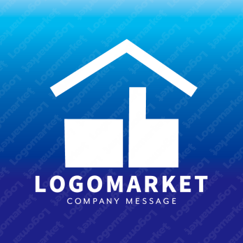 グッドマークと家とシンプルのロゴ