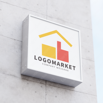 グッドマークと家とシンプルのロゴ