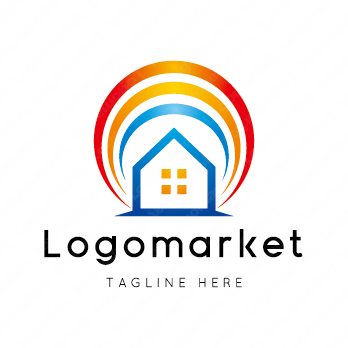 家と虹とレインボーのロゴ