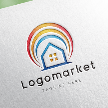 家と虹とレインボーのロゴ