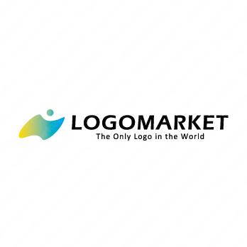 人と変化と旗のロゴ