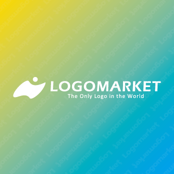 人と変化と旗のロゴ