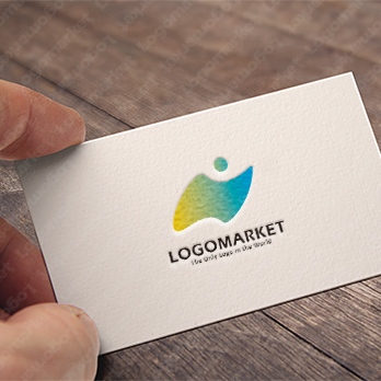 人と変化と旗のロゴ