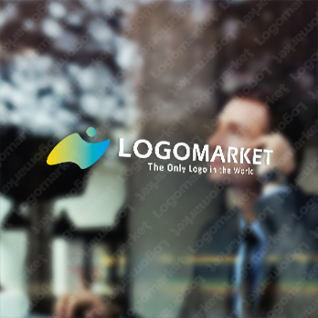 人と変化と旗のロゴ