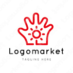 手と太陽と歌のロゴ