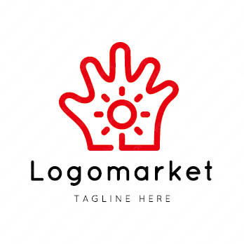 手と太陽と歌のロゴ