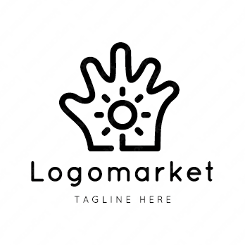 手と太陽と歌のロゴ