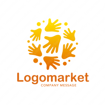 手とカラフルと自由のロゴ