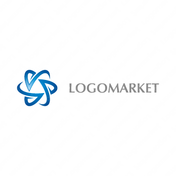 Vと回転とリングのロゴ