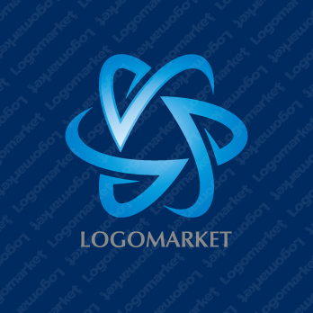 Vと回転とリングのロゴ