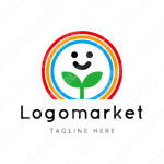 虹と双葉と笑顔のロゴ