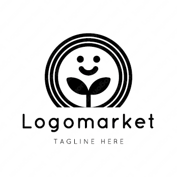 虹と双葉と笑顔のロゴ