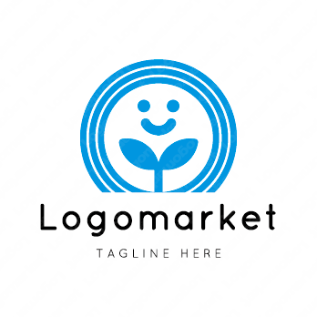 虹と双葉と笑顔のロゴ