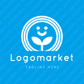 虹と双葉と笑顔のロゴ