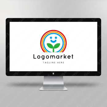 虹と双葉と笑顔のロゴ