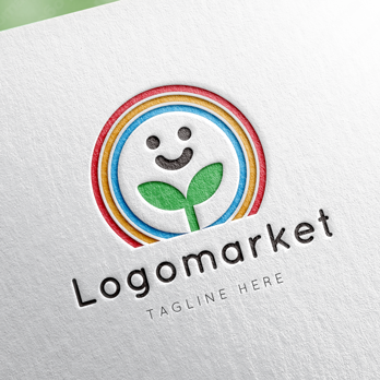 虹と双葉と笑顔のロゴ
