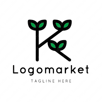 Kと双葉と植物のロゴ