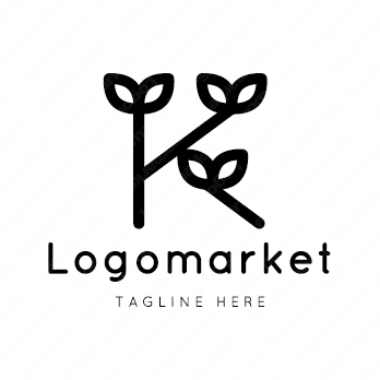 Kと双葉と植物のロゴ