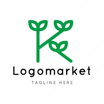 Kと双葉と植物のロゴ