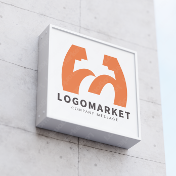 Mとマッスルと筋肉のロゴ